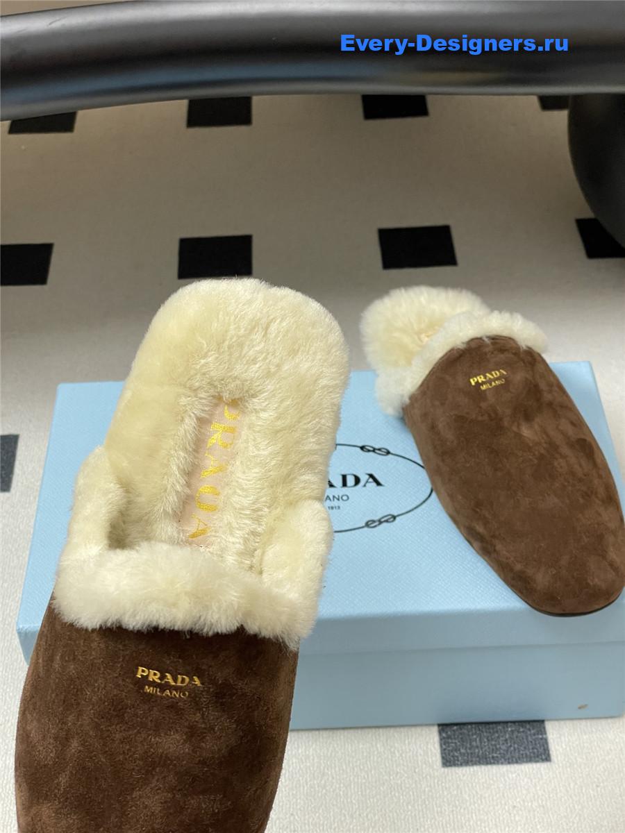 Pra*a dark brown suede mules