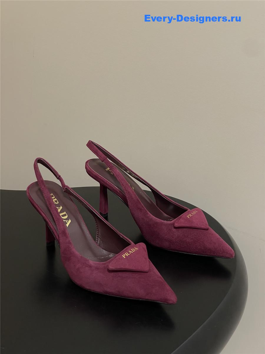 Pra*a burgundy suede slingback pumps