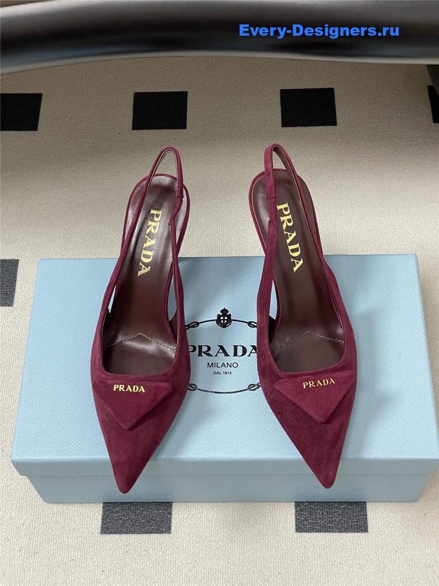 Pra*a burgundy suede slingback pumps