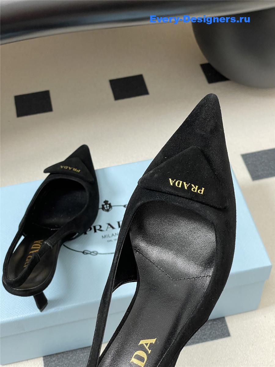 Pra*a black suede slingback pumps