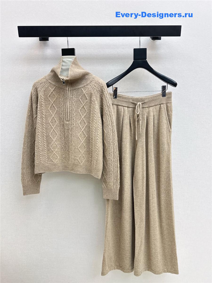 Max Mara Beige Turtleneck Sweater Set