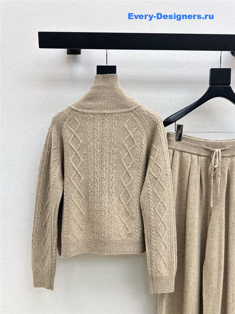 Max Mara Beige Turtleneck Sweater Set