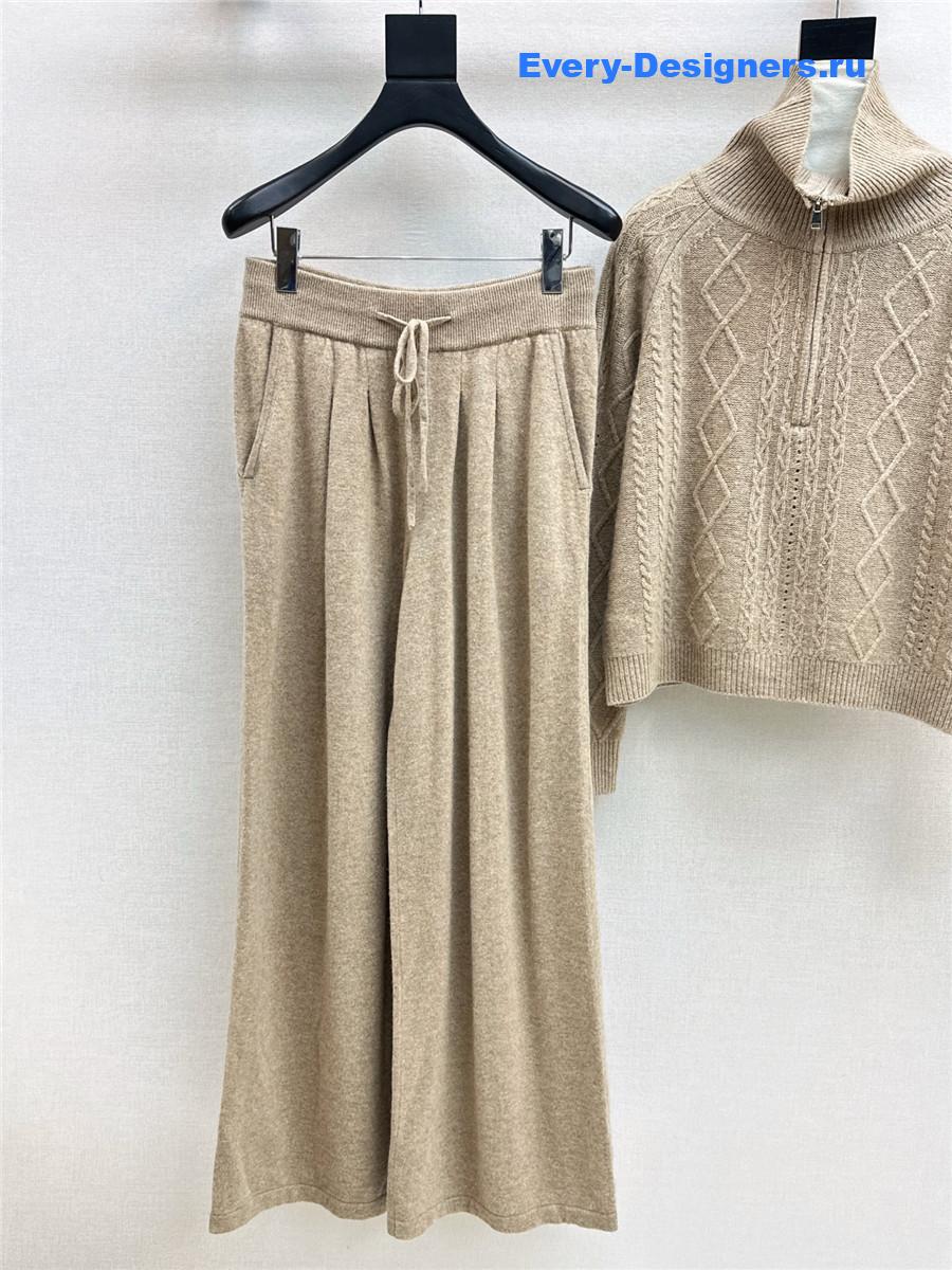 Max Mara Beige Turtleneck Sweater Set