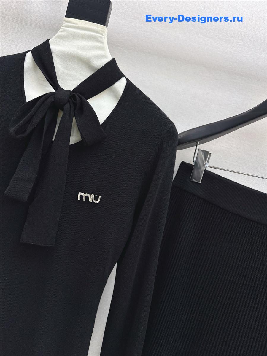 Miu Miu Black Knitted Skirt Set