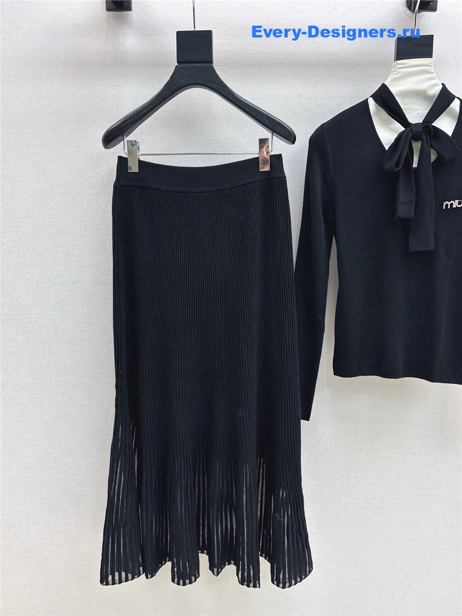Miu Miu Black Knitted Skirt Set