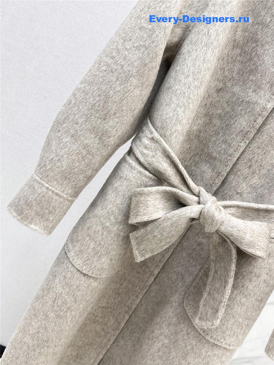 L0r0 P1ana cream mink stand collar long coat