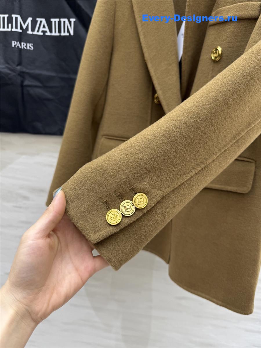 Balmain Camel Wool Suit Coat