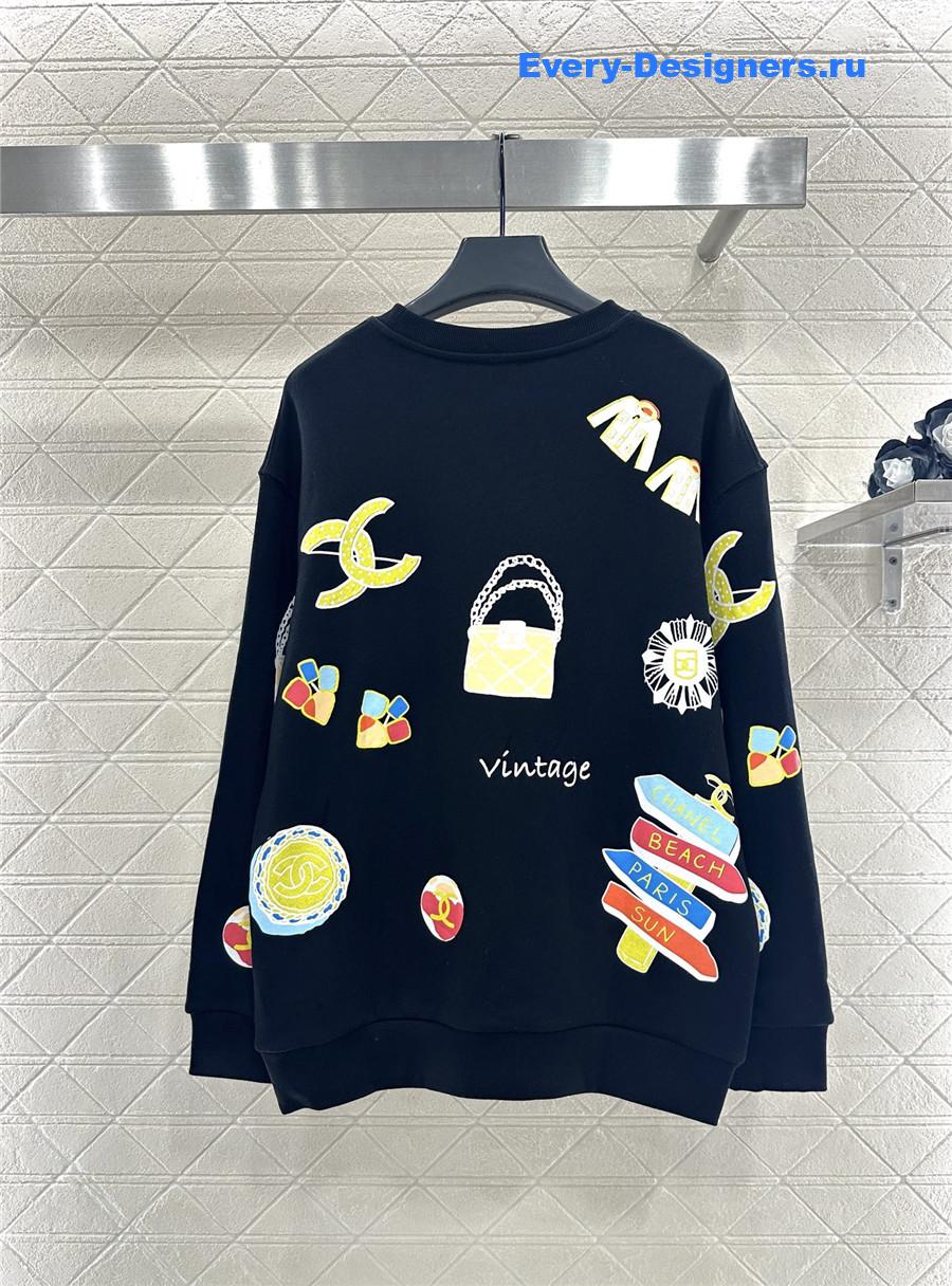 Ch**el round neck colorful lettering sweatshirt