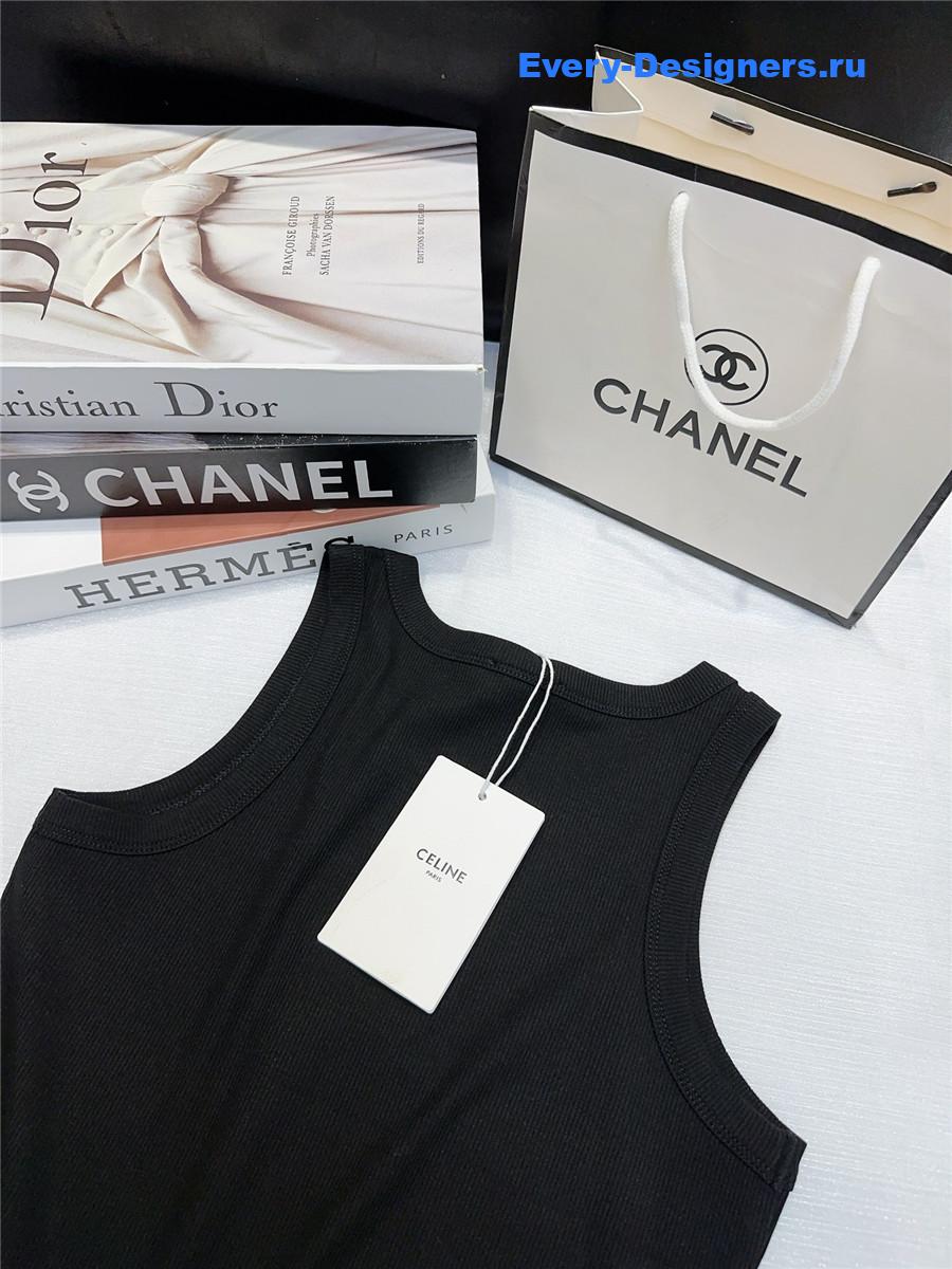 Ce1i*e black embroidered logo sleeveless vest