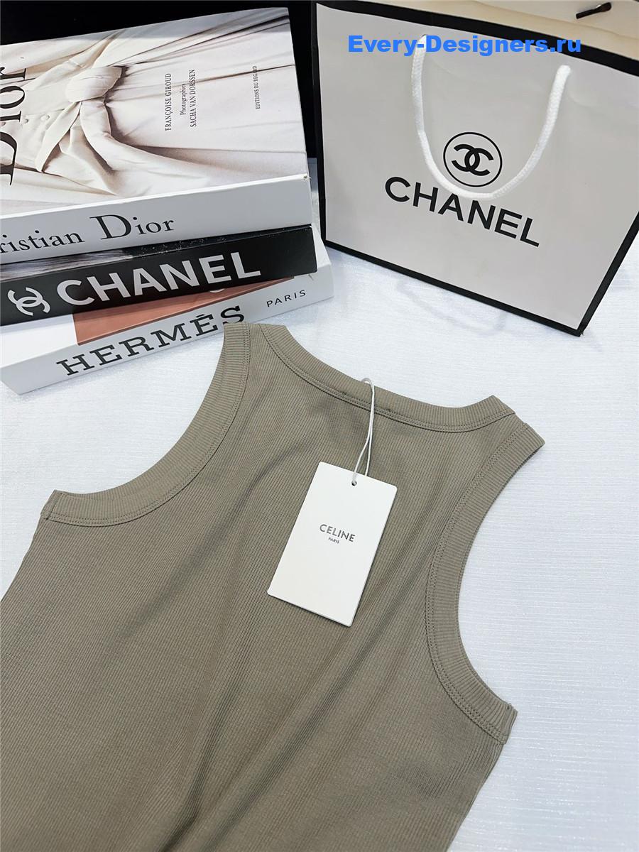 Ce1i*e green embroidered logo sleeveless vest