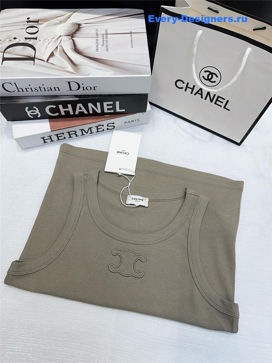 Ce1i*e green embroidered logo sleeveless vest