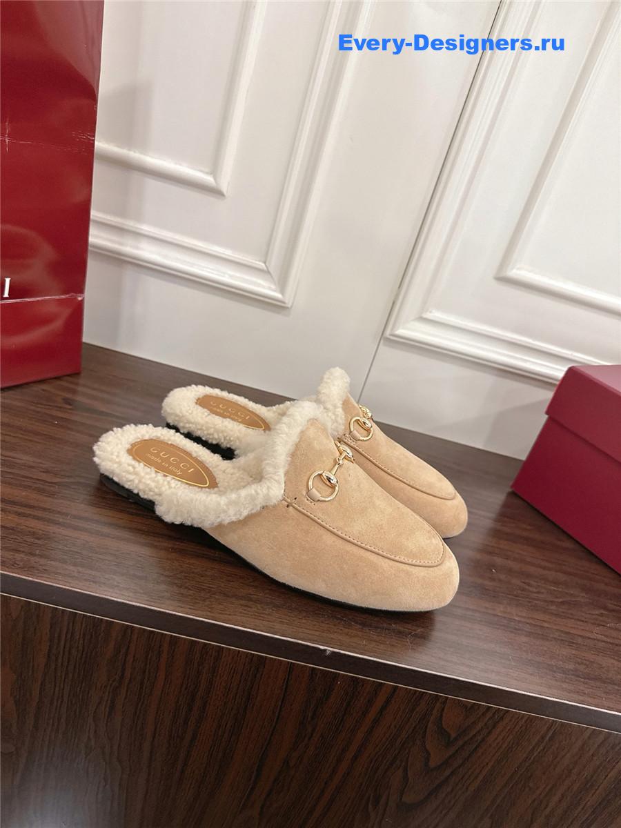 Gvc*1 horsebit wool beige mules