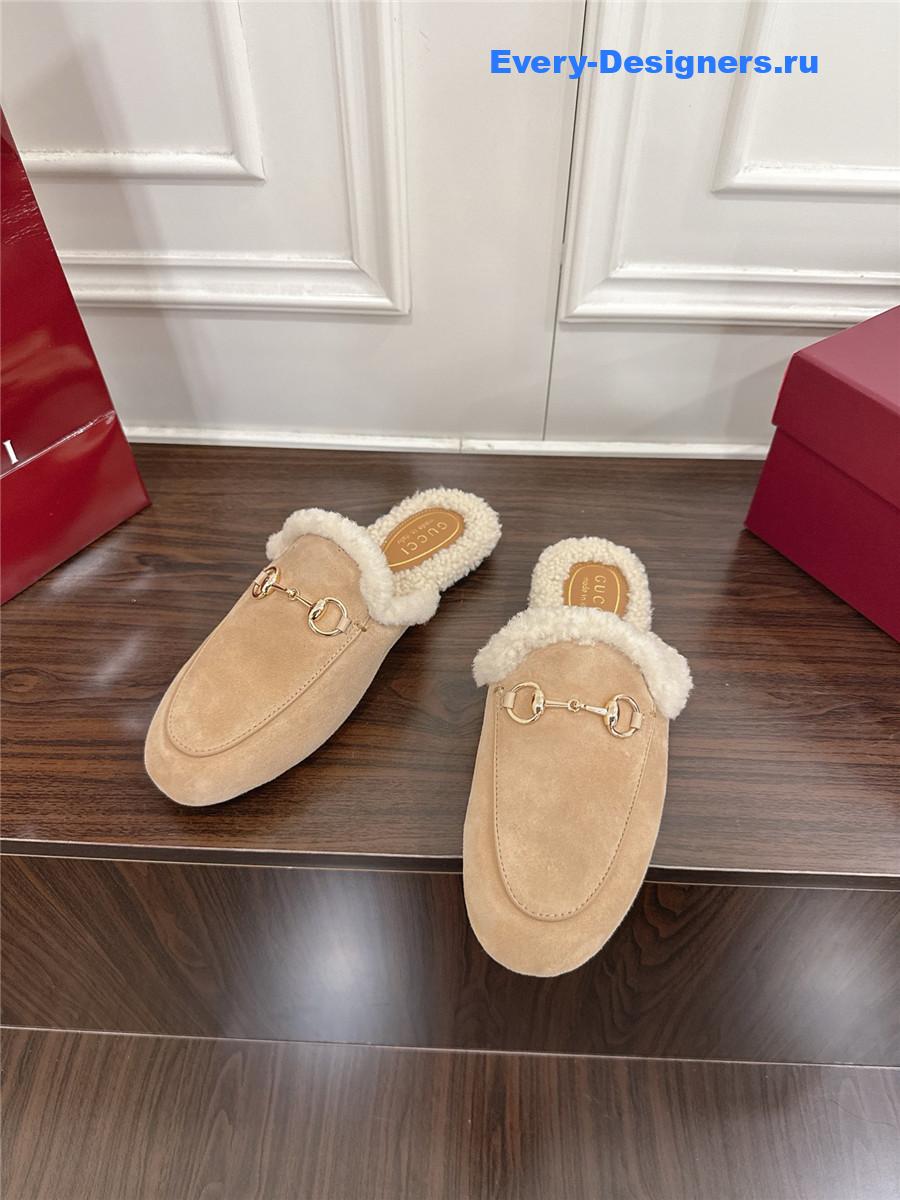 Gvc*1 horsebit wool beige mules