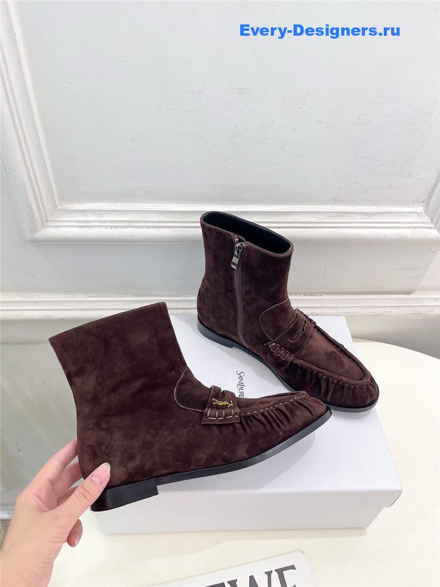 Sa1nt Lau*nt dark brown suede ankle boots