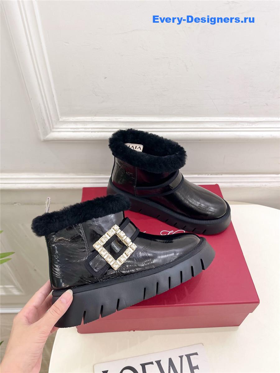 Roger Vivier Viv’ Winter Shearling Black Leather Boots