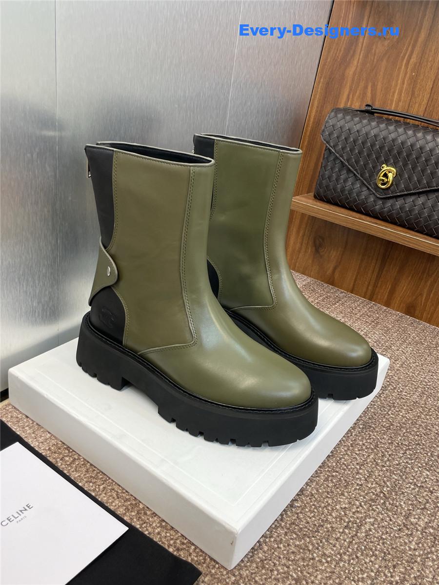 Ce1i*e logo platform zip-up leather boots