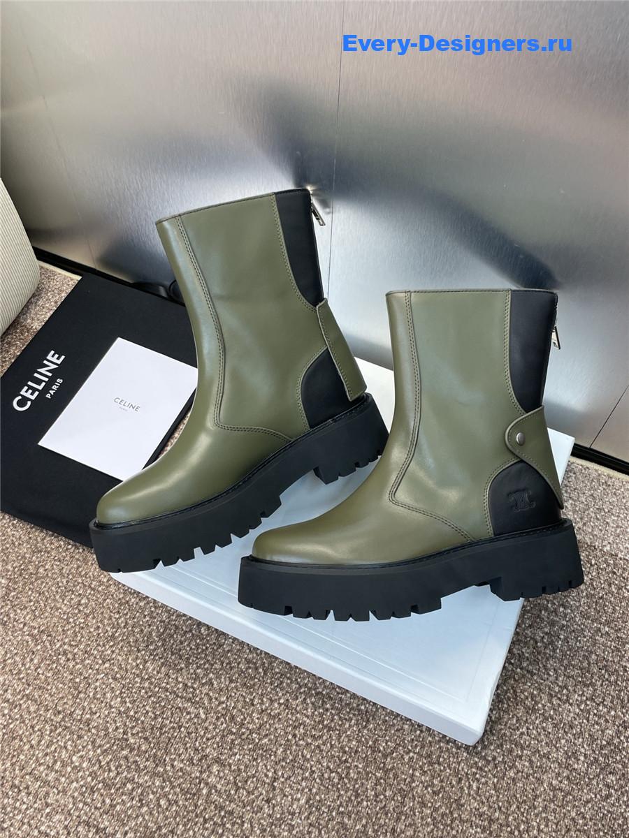 Ce1i*e logo platform zip-up leather boots
