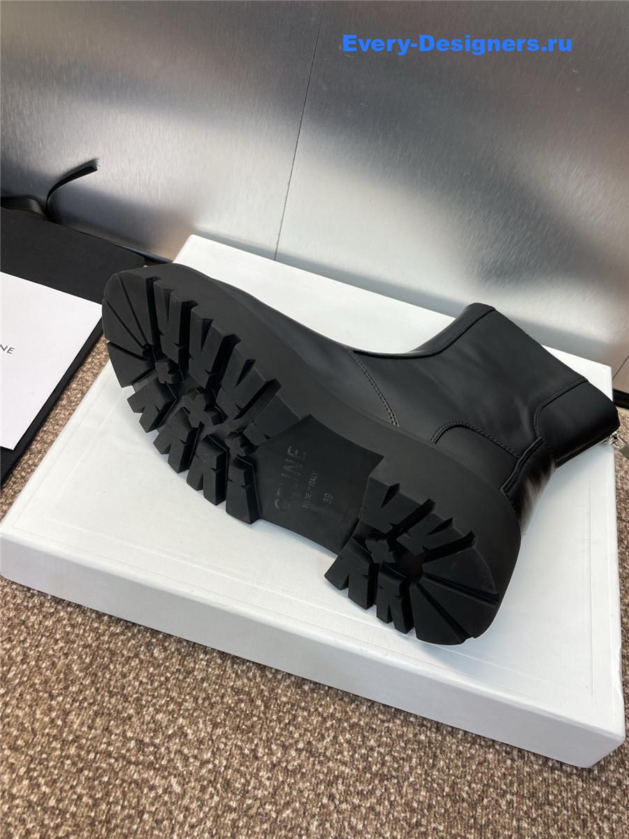 Ce1i*e logo platform zip-up black leather boots