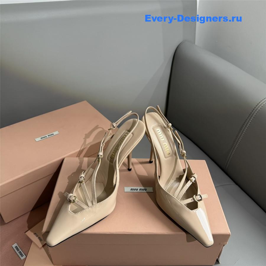 Miu Miu Patent Leather Buckles Slingbacks