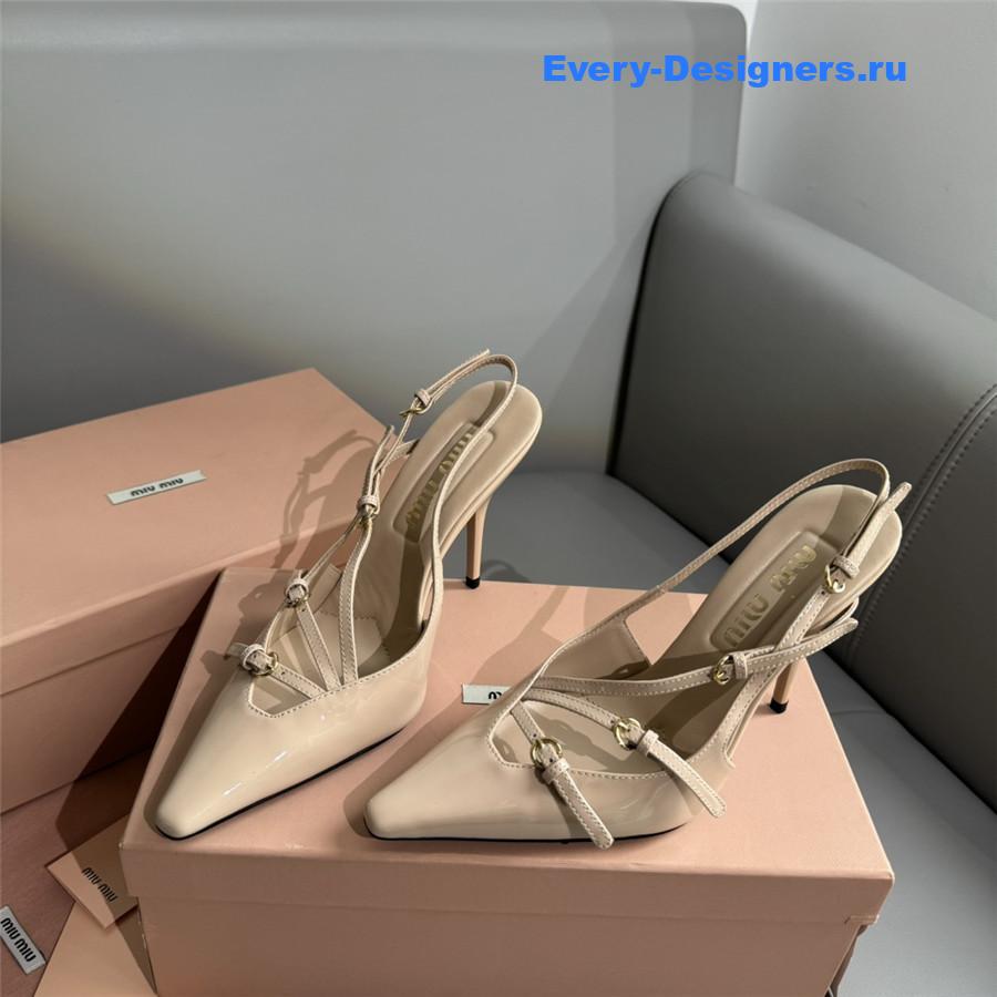 Miu Miu Patent Leather Buckles Slingbacks
