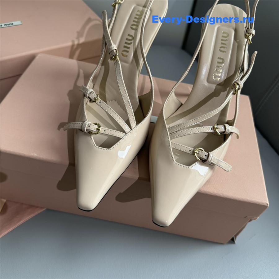 Miu Miu Patent Leather Buckles Slingbacks