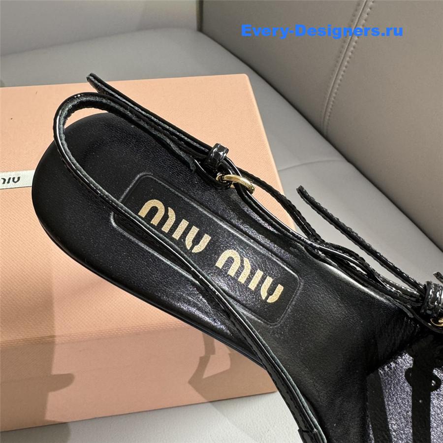 Miu Miu Black Patent Leather Buckles Slingbacks