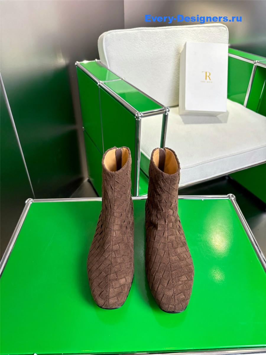 b0tt*ga Ven*ta dark brown atomic intrecciato leather ankle boots