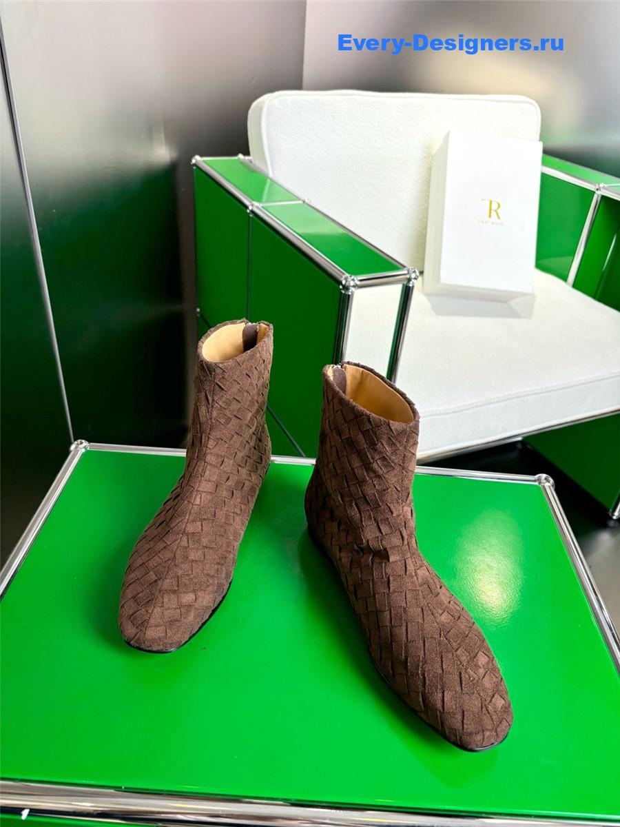b0tt*ga Ven*ta dark brown atomic intrecciato leather ankle boots