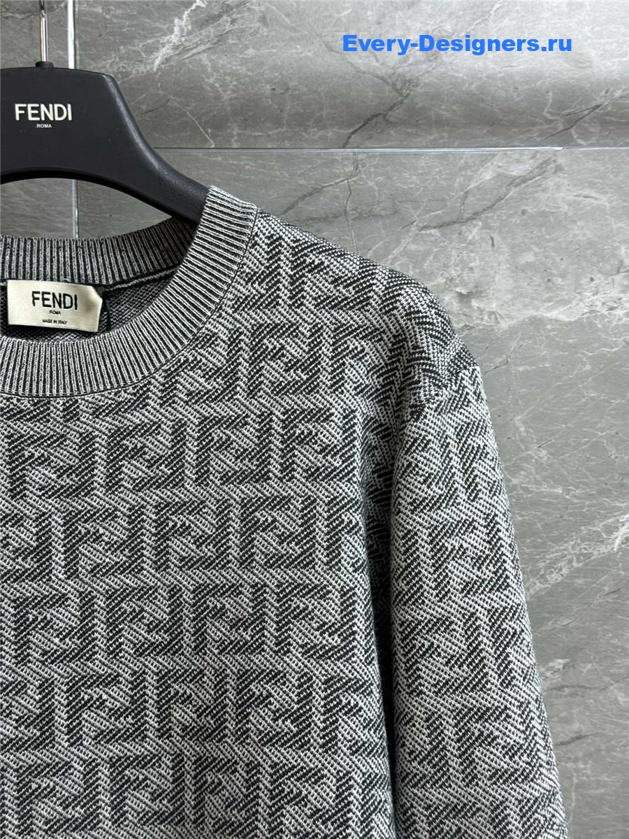 F**di ff print grey crew neck sweater