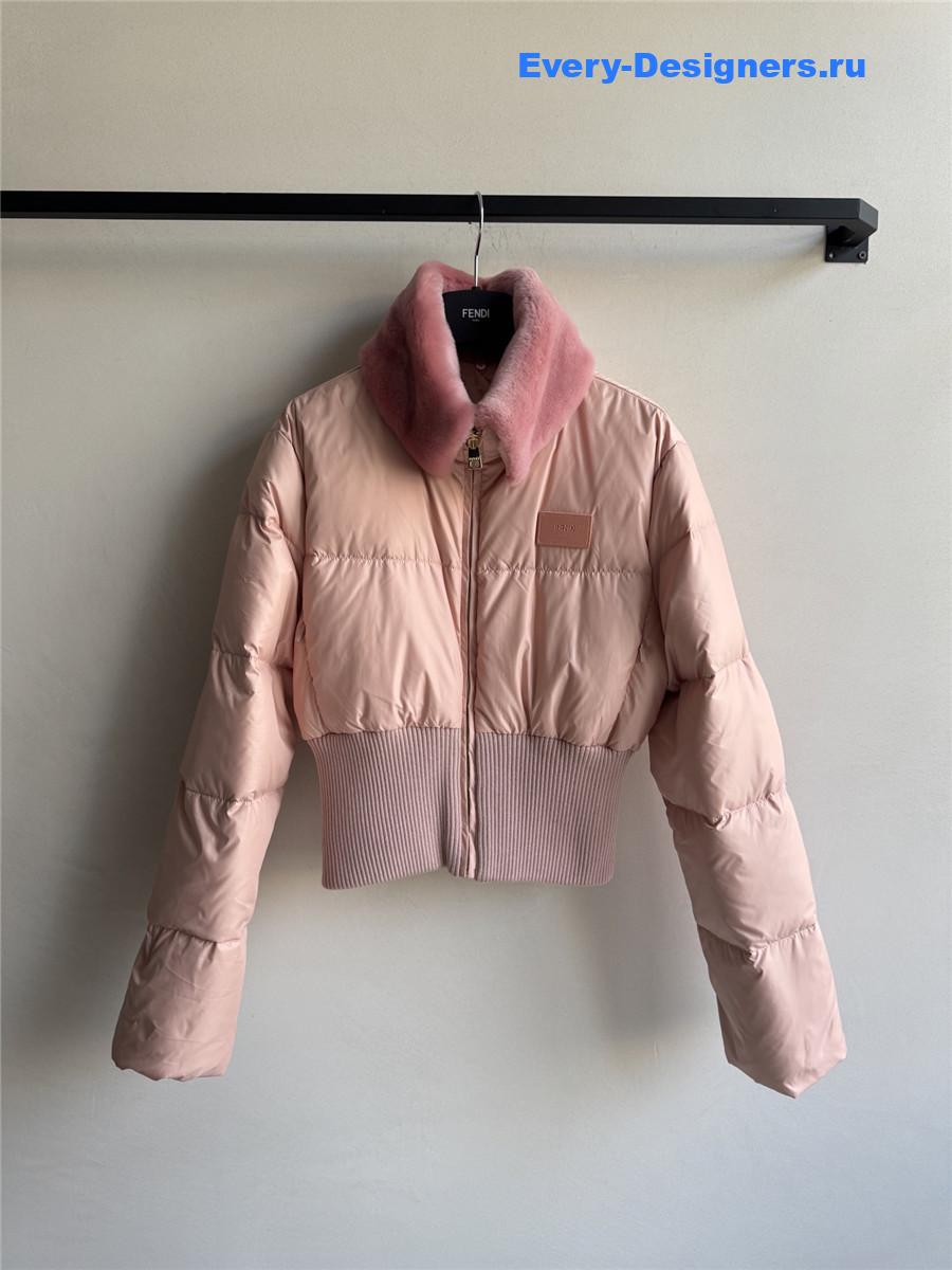 F**di pink technical fabric down jacket