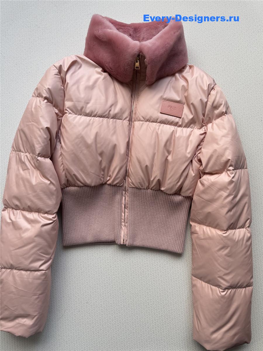 F**di pink technical fabric down jacket