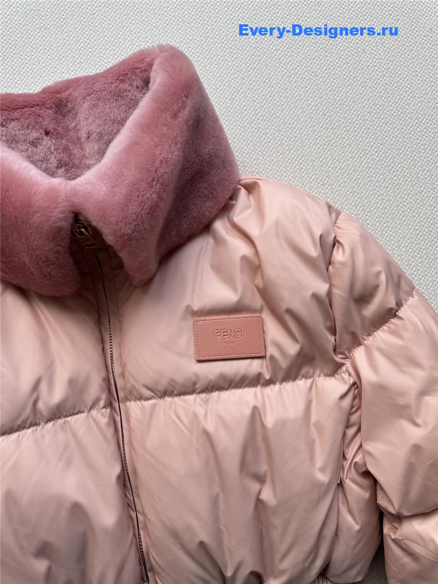 F**di pink technical fabric down jacket
