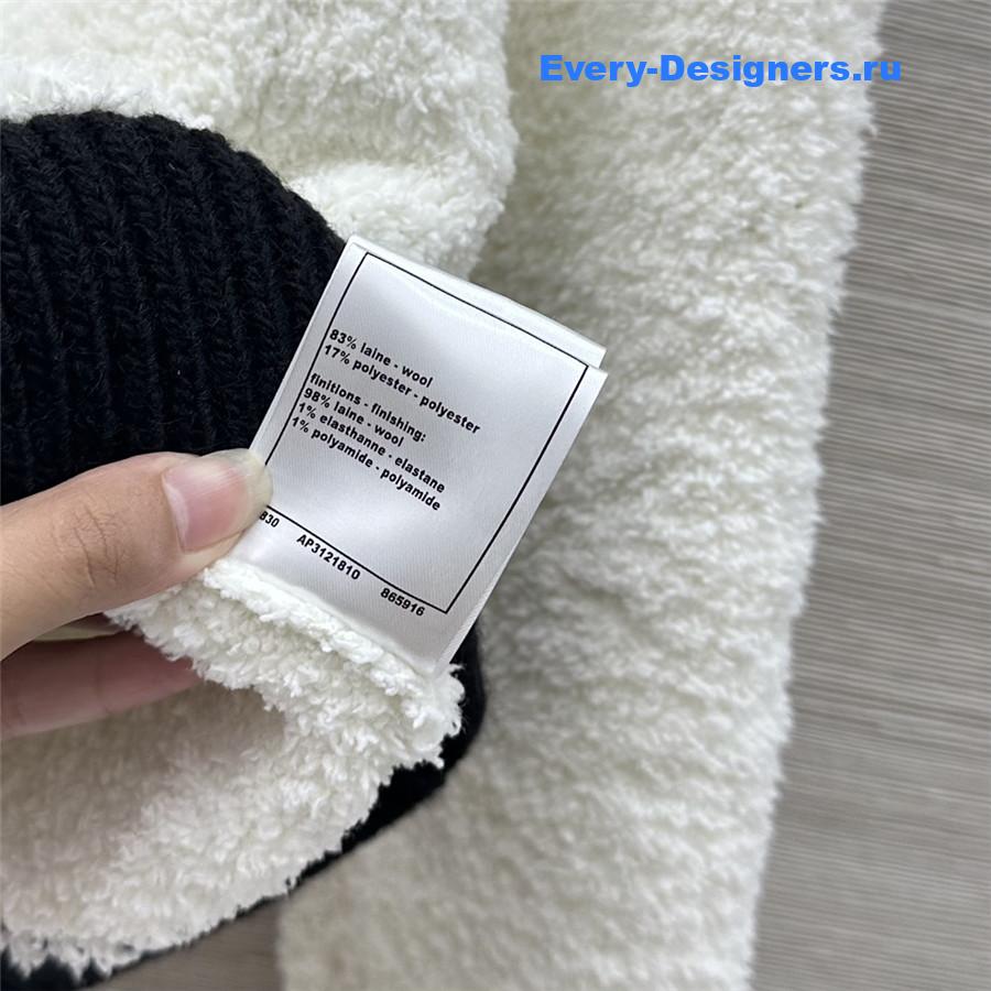 Ch**el coco black white pocket knitted cardigan