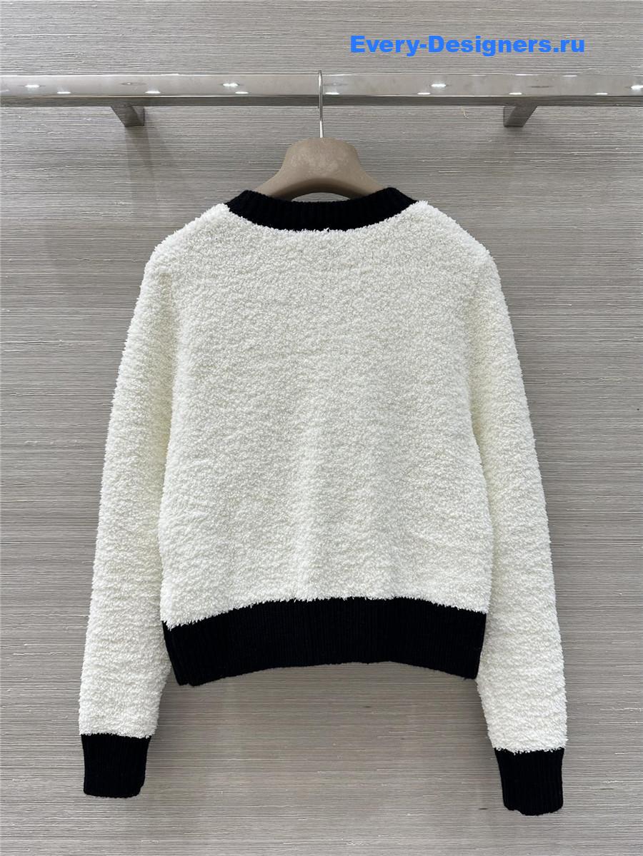 Ch**el coco black white pocket knitted cardigan