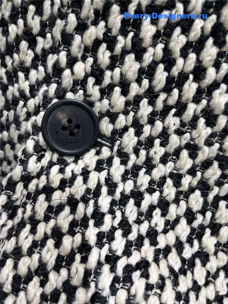 Sa1nt Lau*nt tweed power shoulder oversized coat