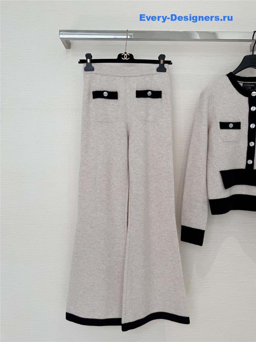 Ch**el soft textured knitted wide-leg pants