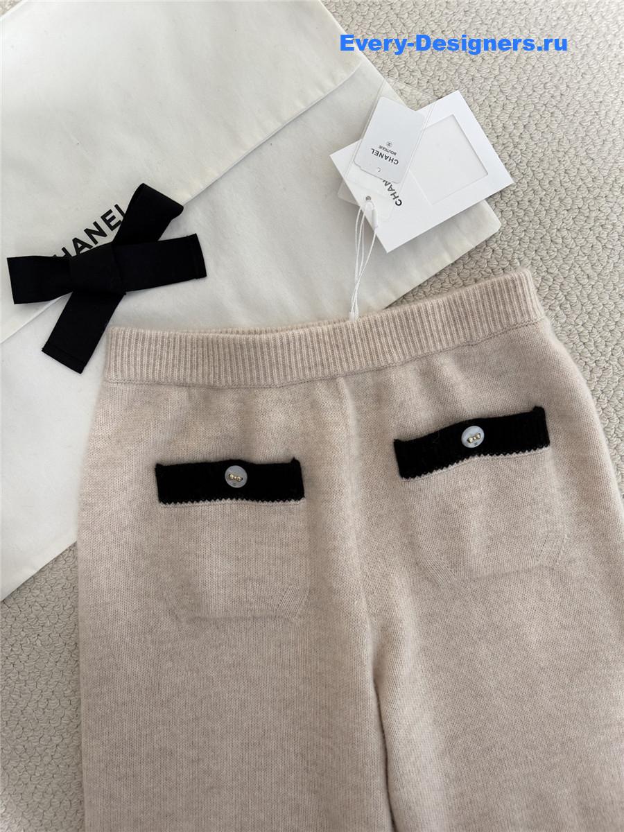 Ch**el soft textured knitted wide-leg pants
