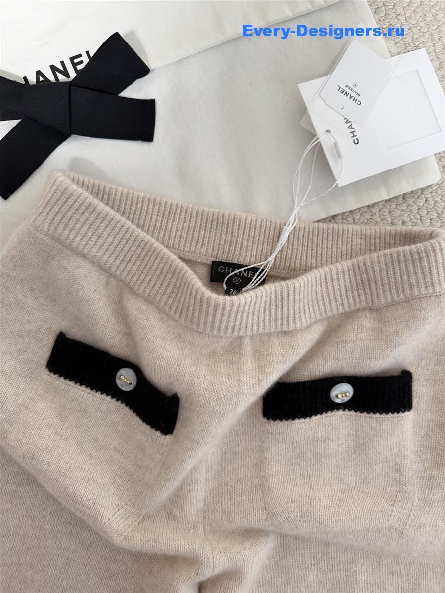 Ch**el soft textured knitted wide-leg pants