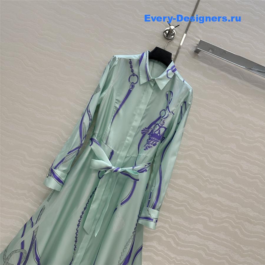 H**me5 green silk twill maxi dress