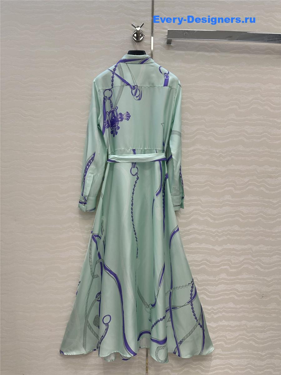 H**me5 green silk twill maxi dress