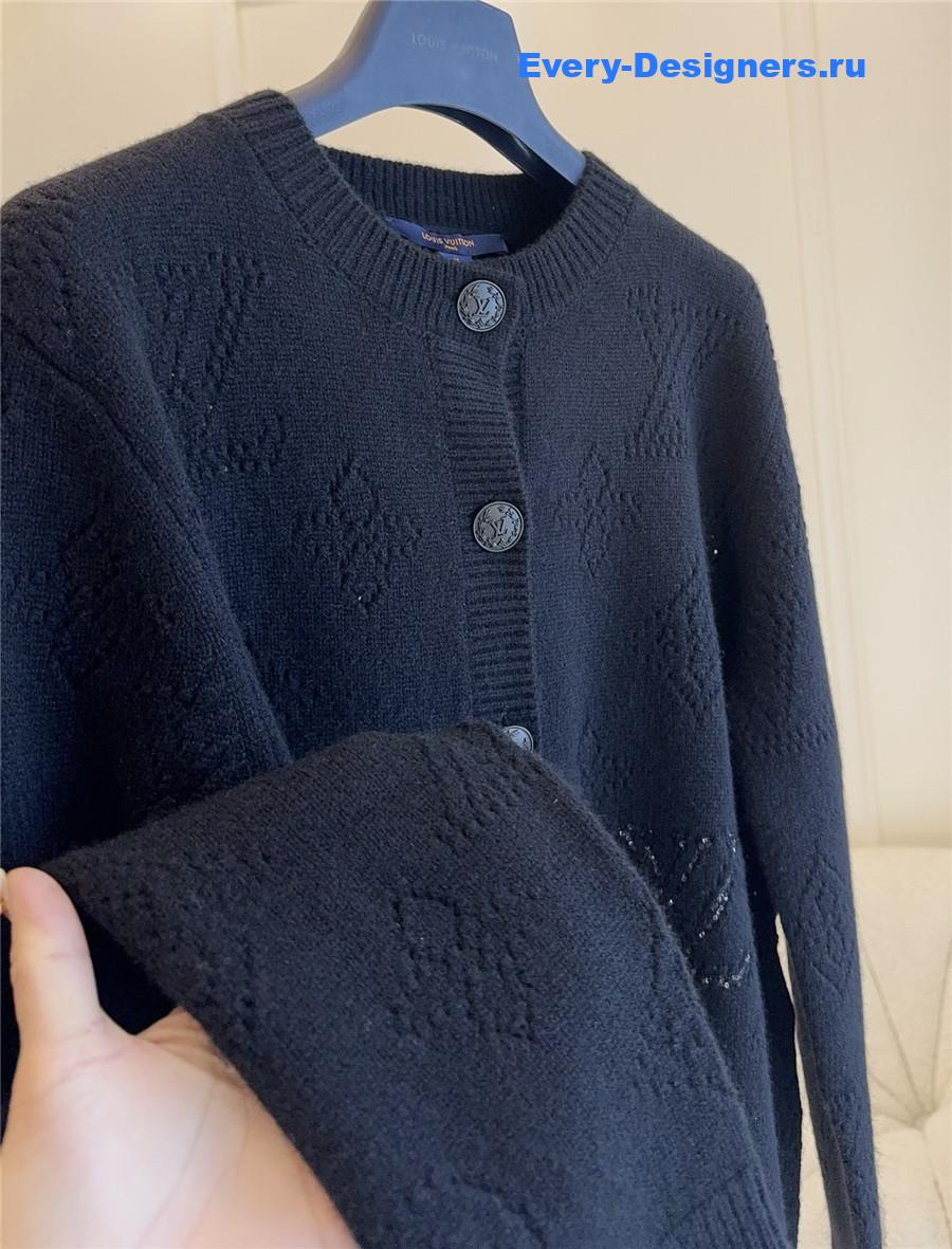 l0vis Vvtt0n black hollow knit cardigan