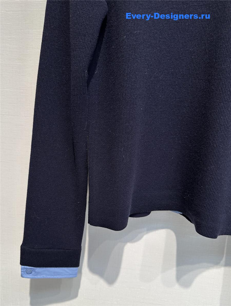 Gvc*1 navy embroidery wool sweater