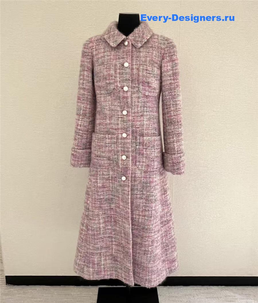Ch**el pink wool & mohair tweed coat