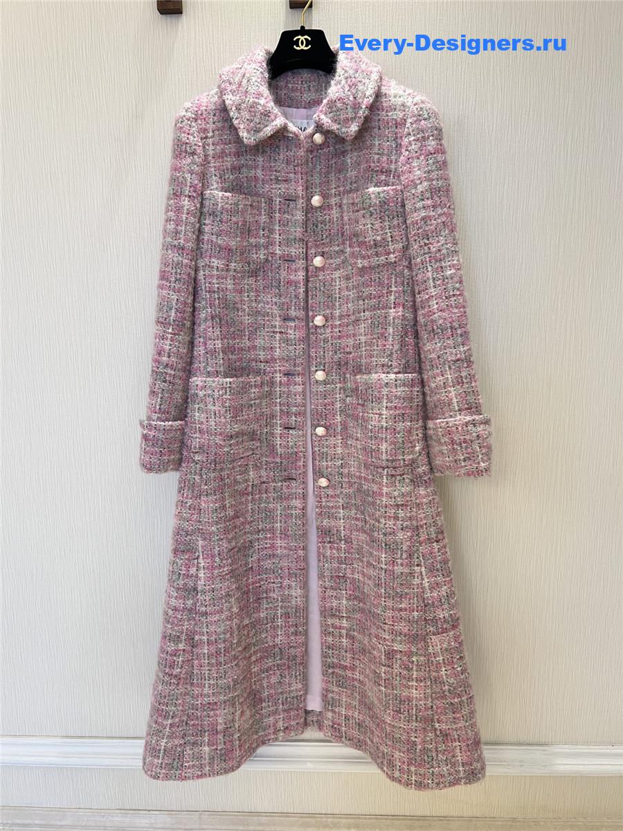 Ch**el pink wool & mohair tweed coat