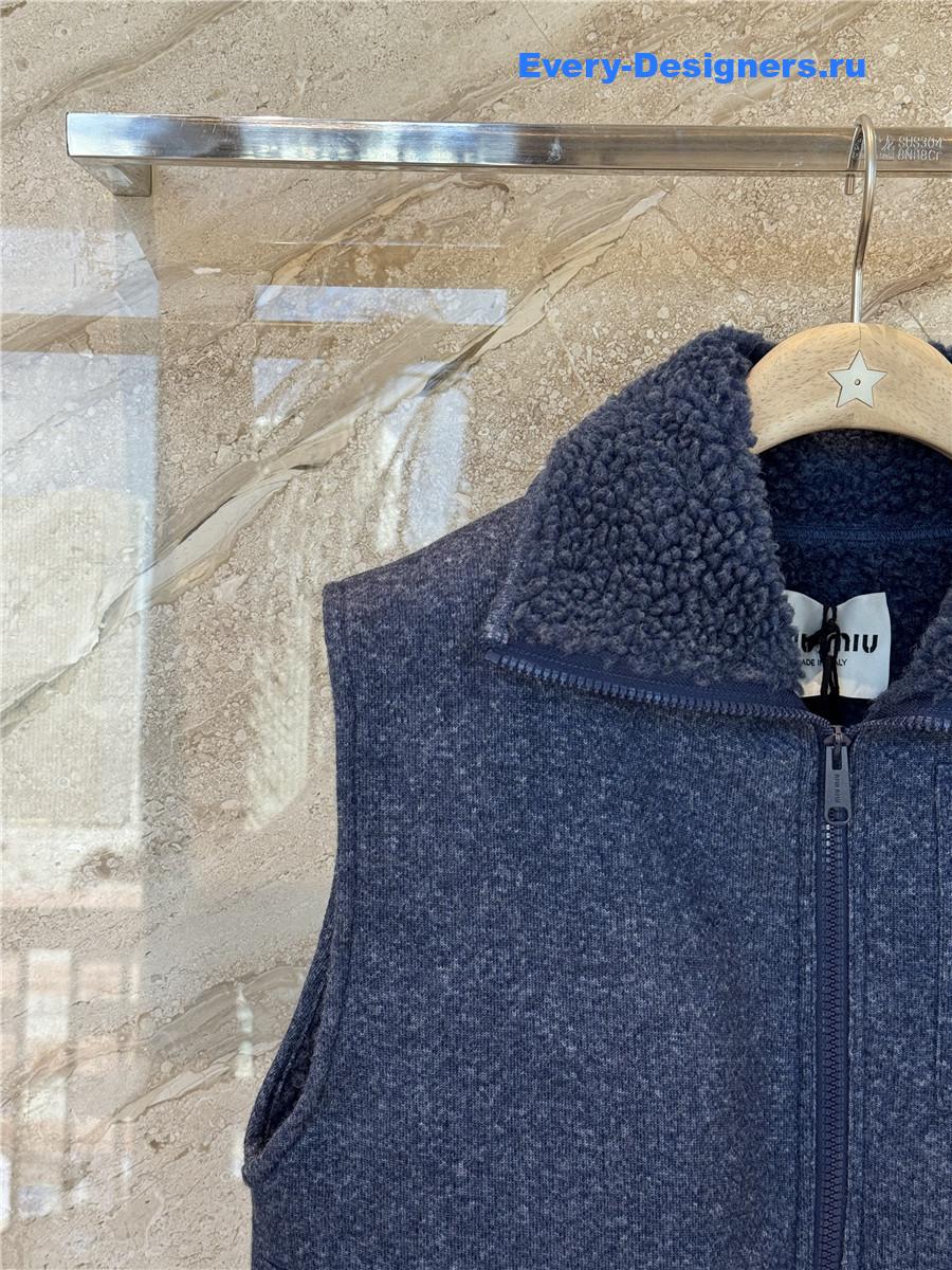 Miu Miu Uniform Blue Fleece Vest