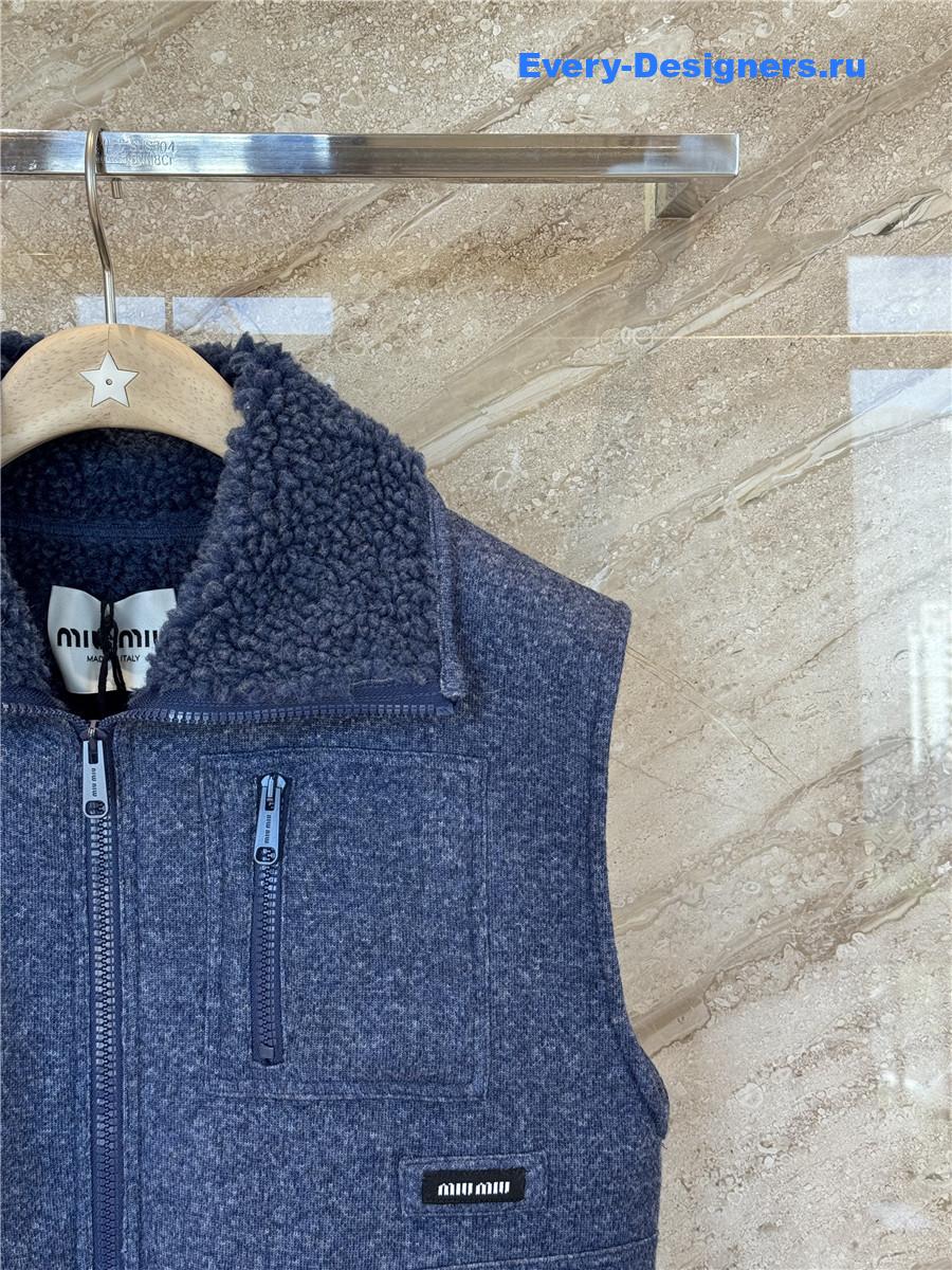 Miu Miu Uniform Blue Fleece Vest