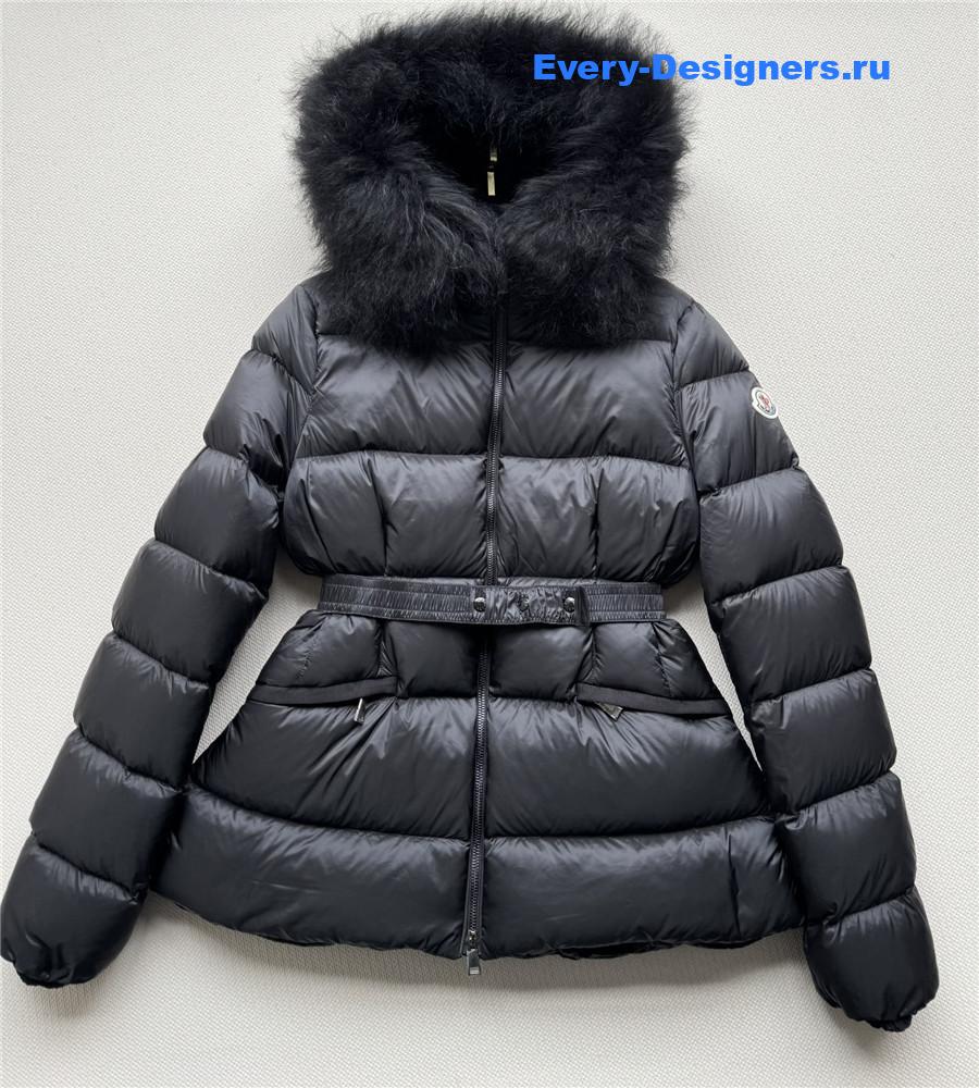 Moncler Black Boed Belted Down Jacket