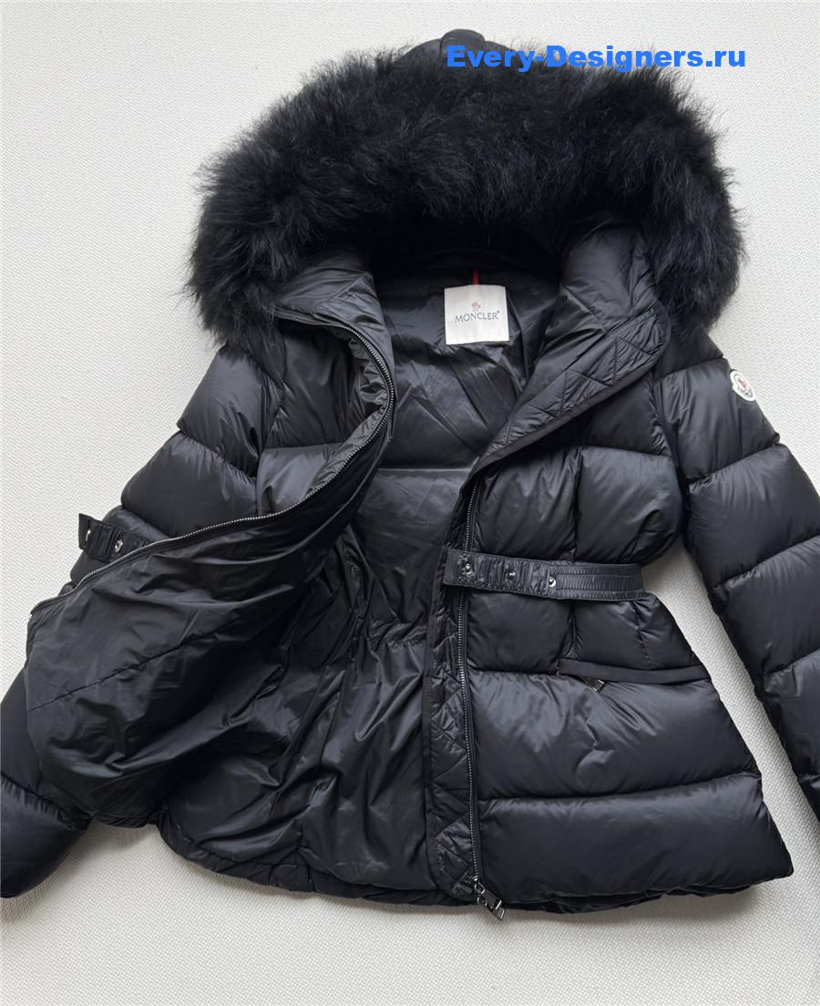 Moncler Black Boed Belted Down Jacket