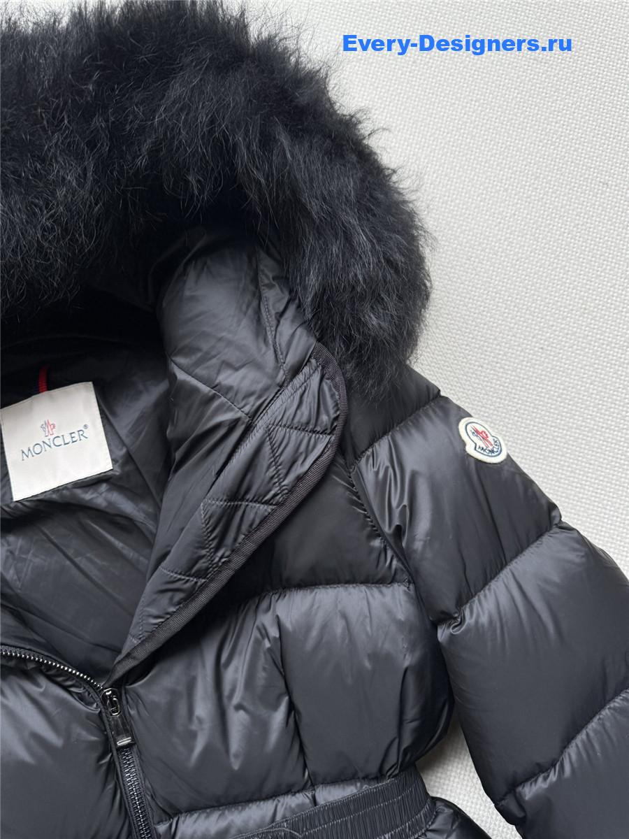 Moncler Black Boed Belted Down Jacket