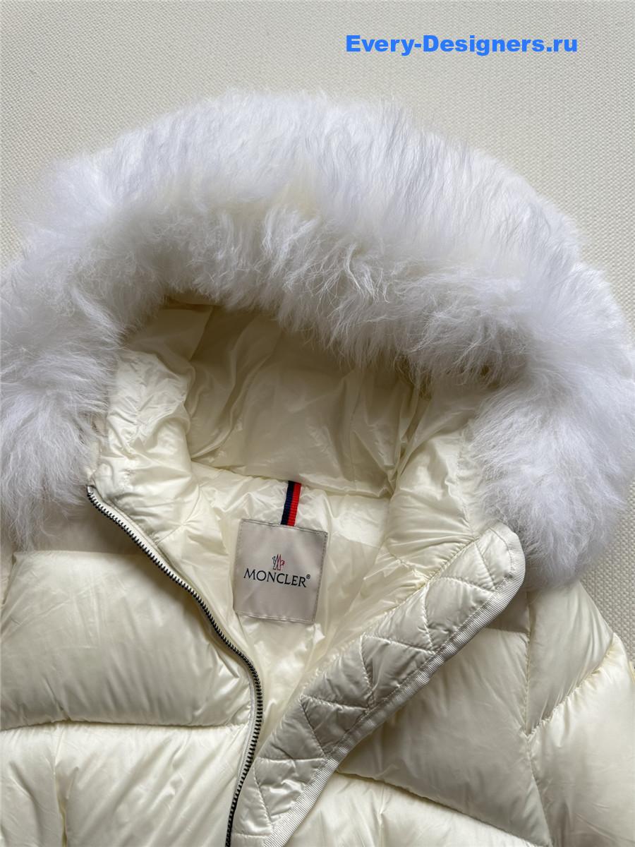 Moncler White Boed Belted Down Jacket